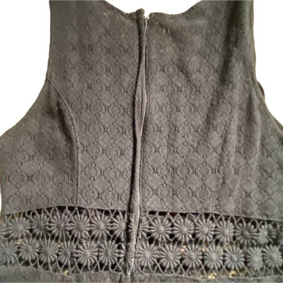 Free People Lace Daisy Eyelet Waist Cut Out Mini Dress-Black-Size 10-GUC - Picture 9 of 9